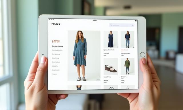 Screenshot einer E-Commerce-App für Mode auf Tablet